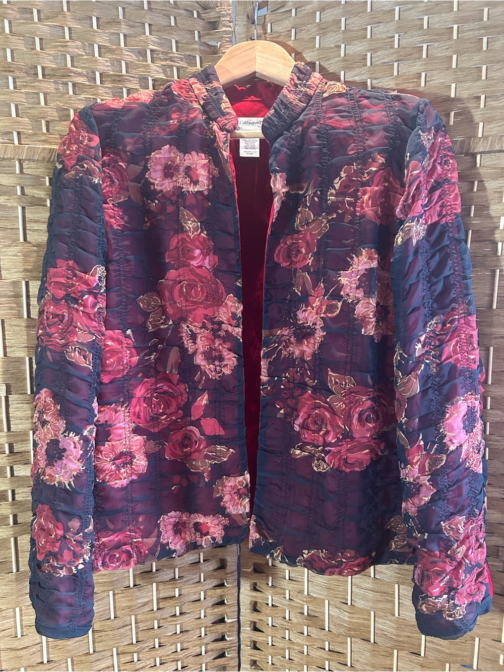 Coldwater Creek Dark Floral Ruched Jacket Sheer Dressy Goth Romantic M